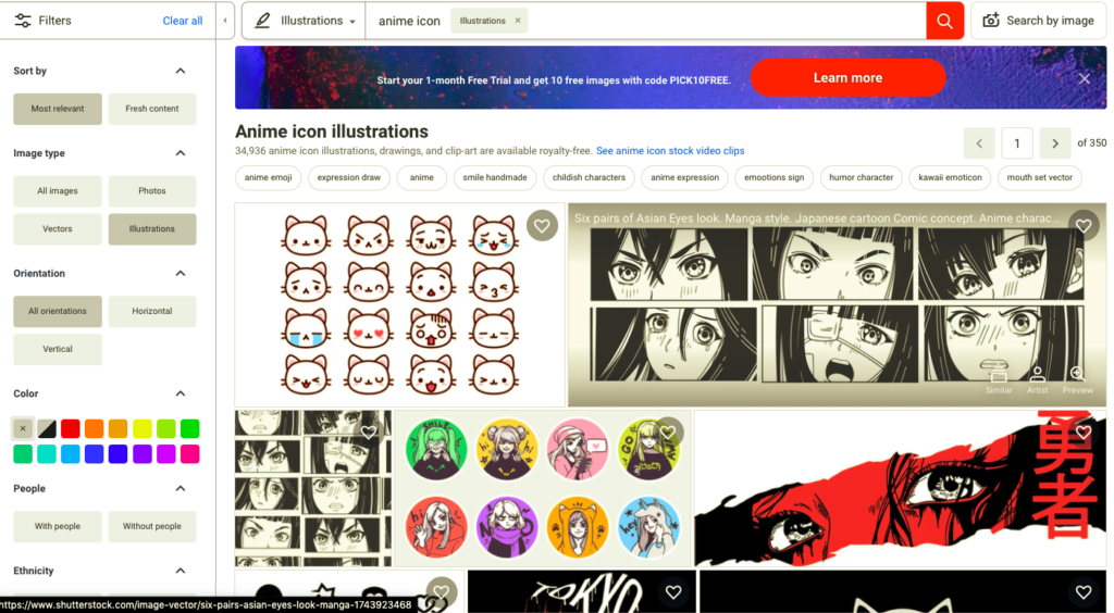 how to search for anime icons