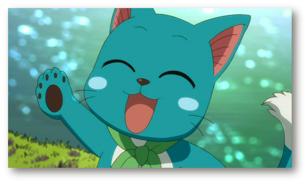 blue cat anime Happy