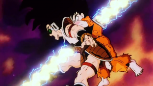 Goku gets hit while in"Full-Nelson"